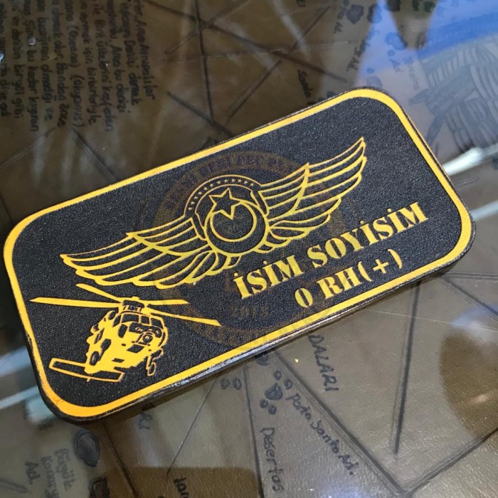 KARA HAVACILIK PİLOT İSİMLİK TEK KÖPRÜ SIKORSKY TİP